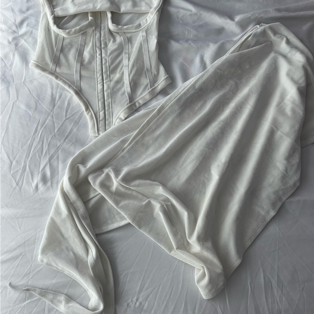Elegant White Corset and Skirt Set